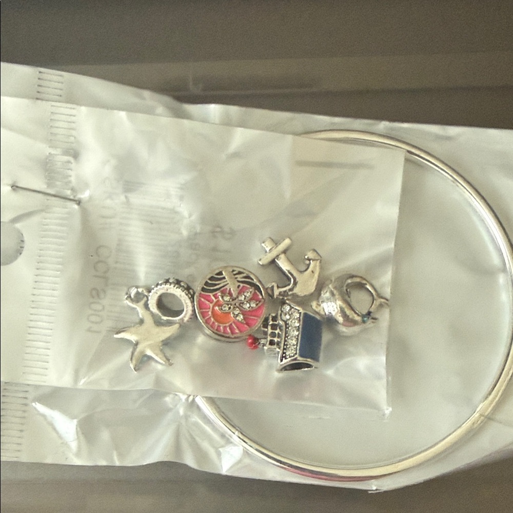 Nautical Silver Charm Bracelet with Red and Blue Accents